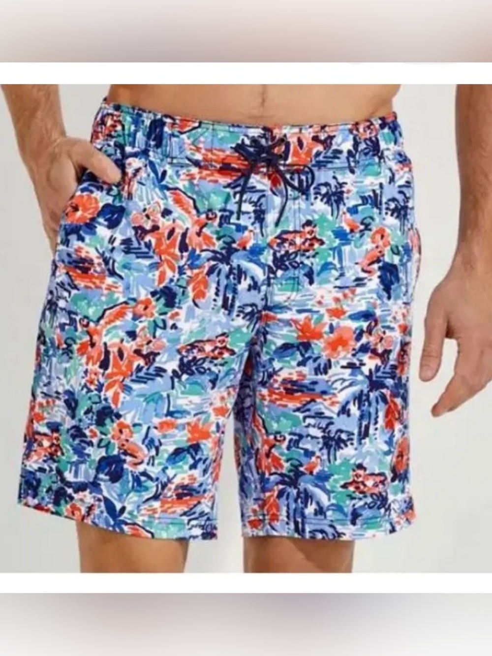 Coolibar Swim Trunks Adult XL UPF 50 Mesh Lined Drawstring Floral Mens